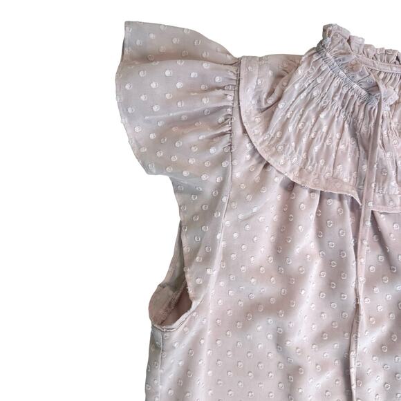 Express Lined Pink Ruffle Blouse Womens M Flutter Sleeve Feminine Coquette Top - Picture 12 of 16